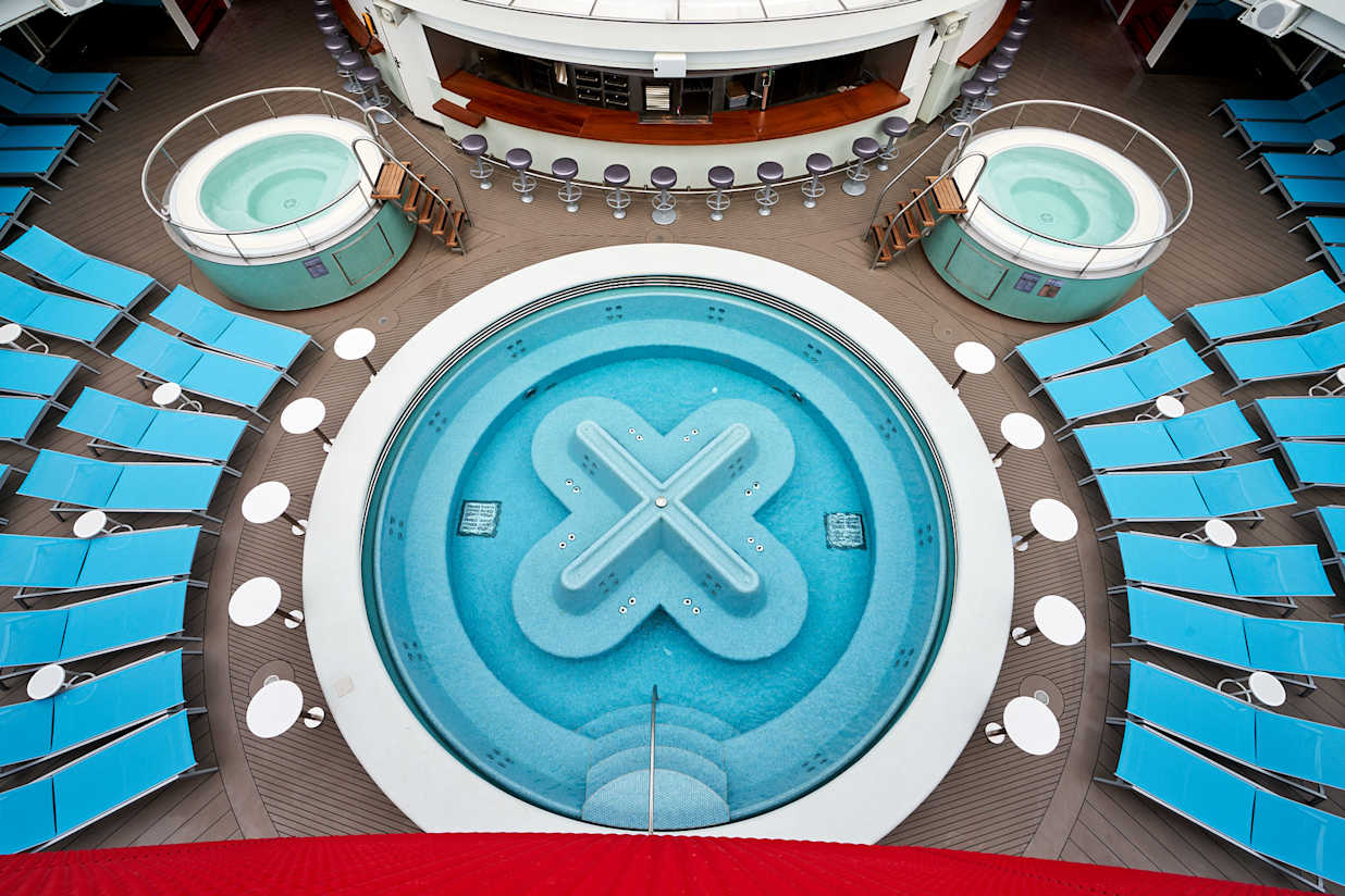 Wider overhead view of the wellbeing Pool.